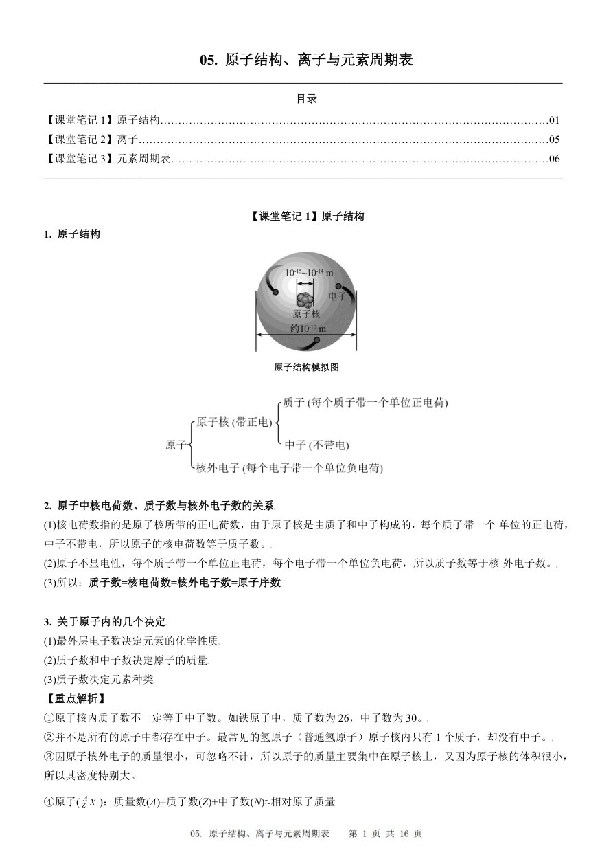 2024届人教版初三化学一轮复习-5-原子结构-离子与元素周期表-含答案